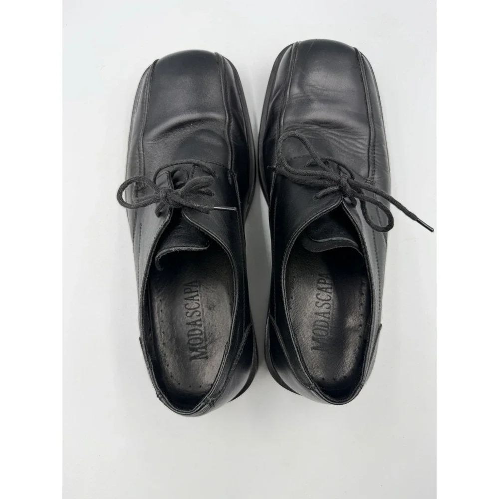 Modascapa Men's Black Leather Square Toe Lace Up Dress Shoes Sz 10 Oxford Derby
